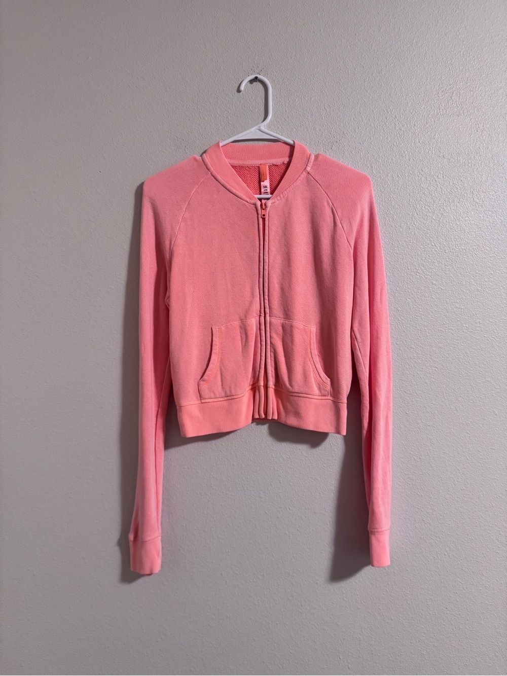 SKIMS Coral Cropped Zip Hoodie